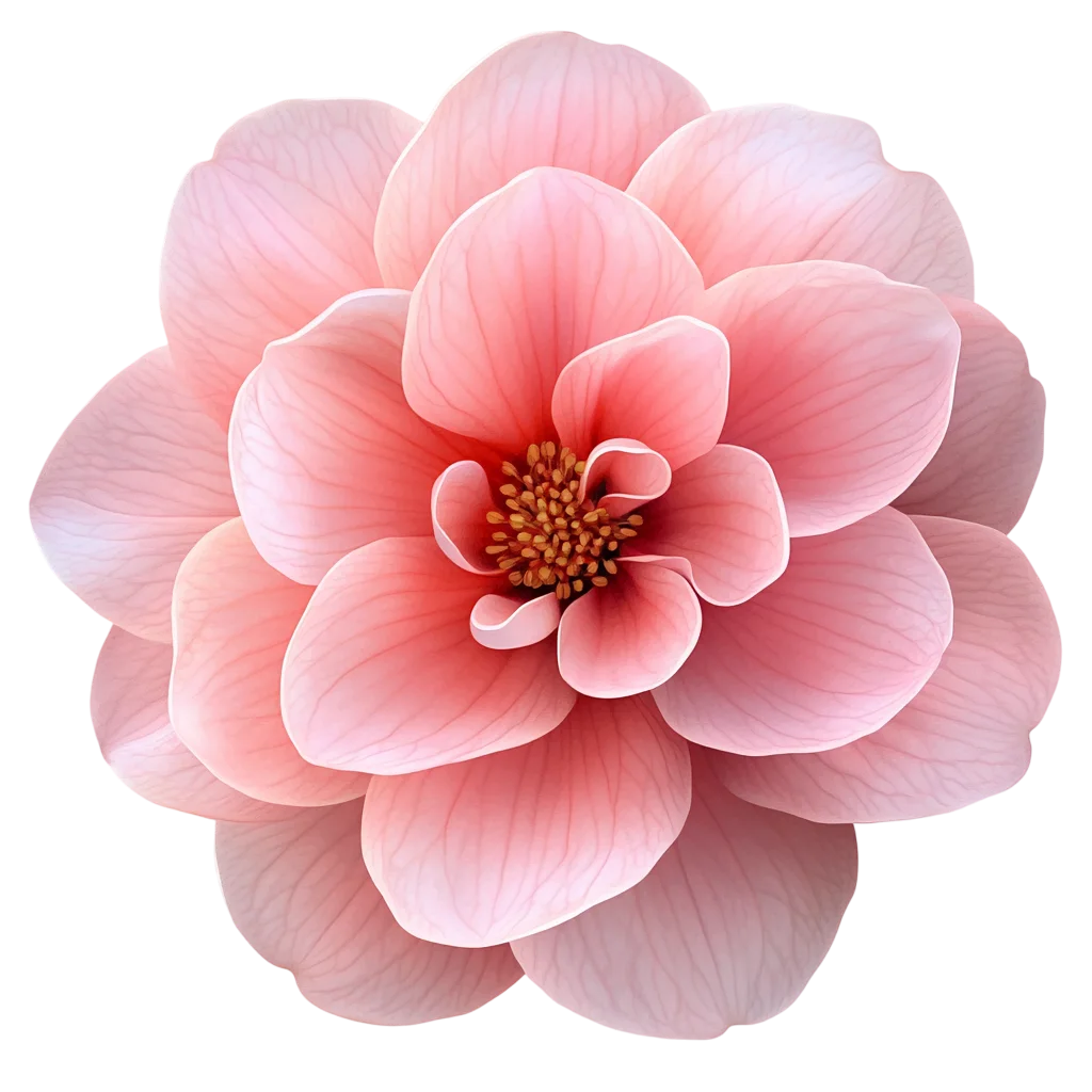 Blush Pink Dahlia Flower Head Overhead Cutout Free PNG