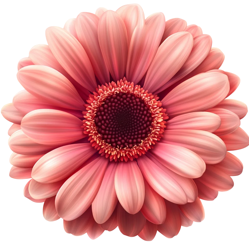 Soft Coral Pink Gerbera Daisy Flower Head Cutout Free PNG