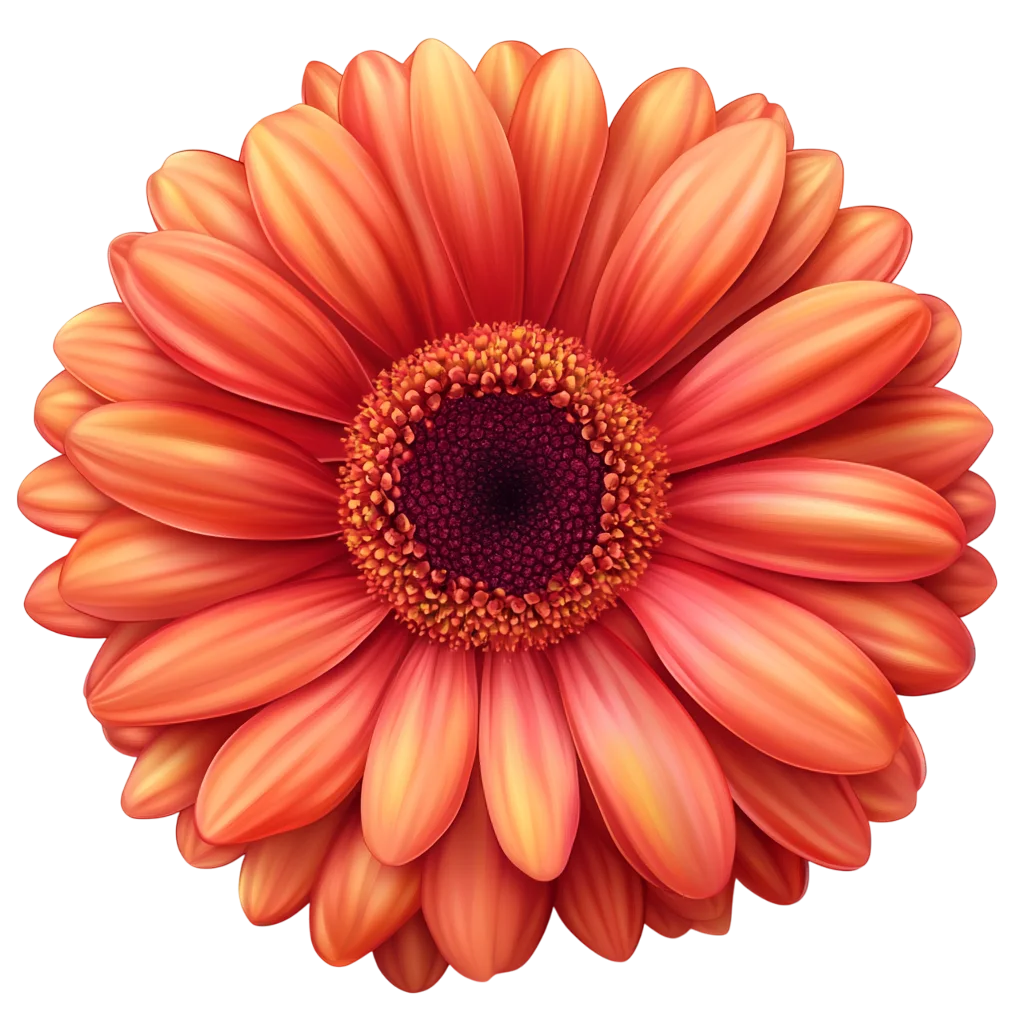 Coral Orange Gerbera Daisy Flower Head Cutout Free PNG
