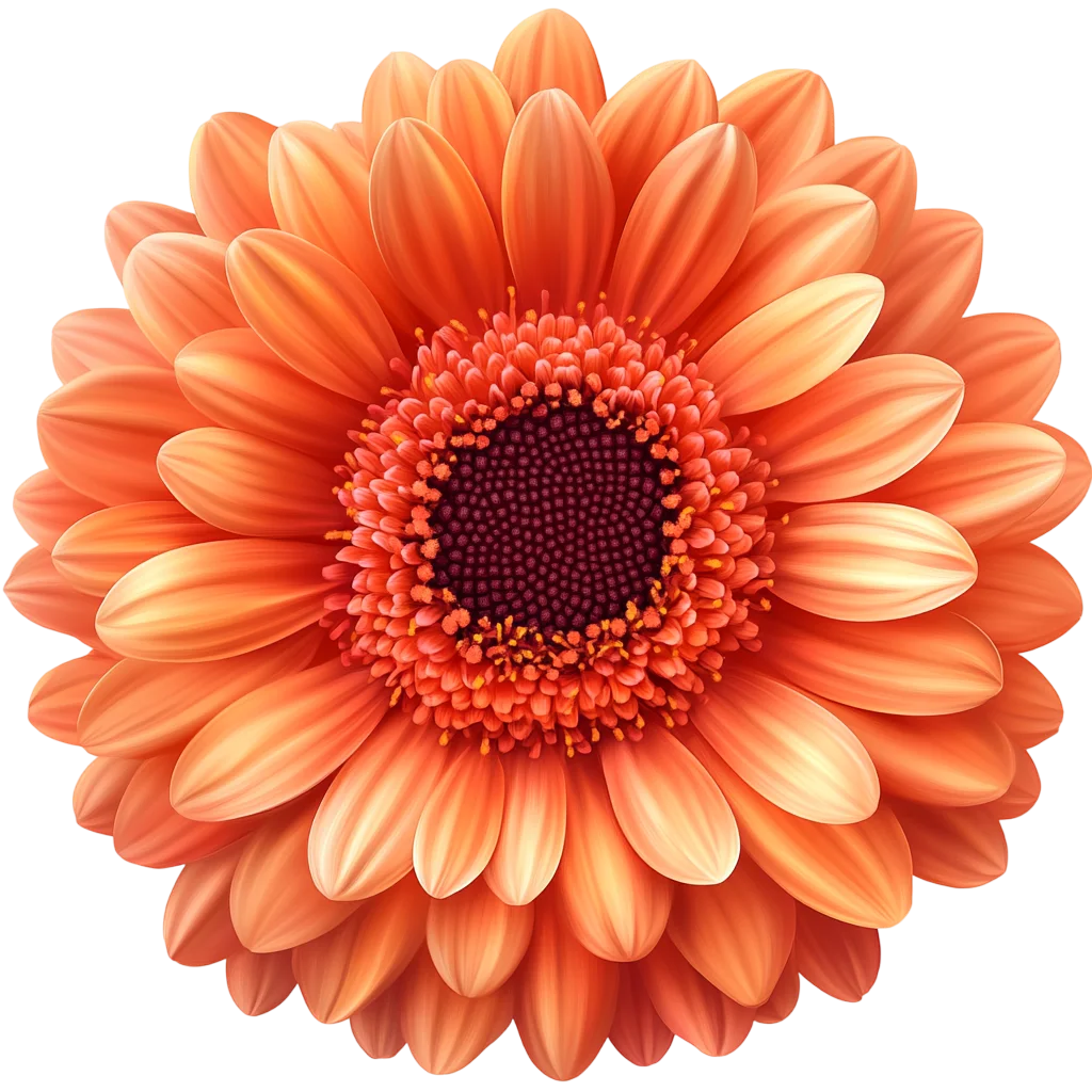 Bright Orange Gerbera Daisy Flower Blossom Top View Free PNG