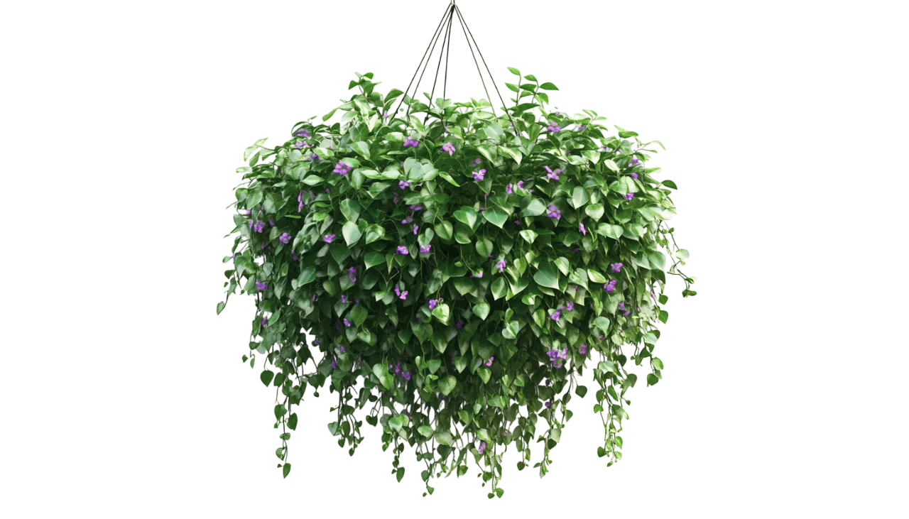 Lush Hanging Plant in Basket Potted Greenery Free PNG
