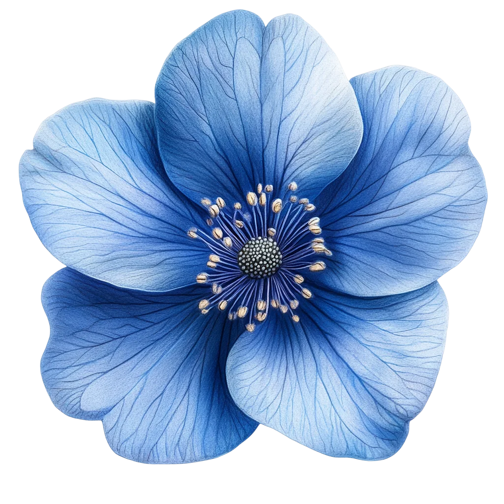 Blue Poppy Anemone Flower Blossom Cutout Free PNG