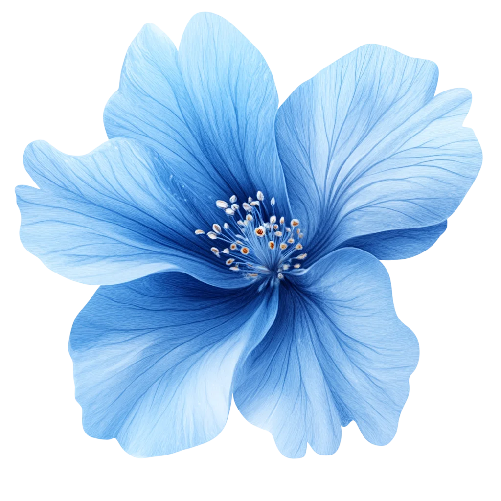 Sky Blue Anemone Flower Bloom Top View Cutout Free PNG