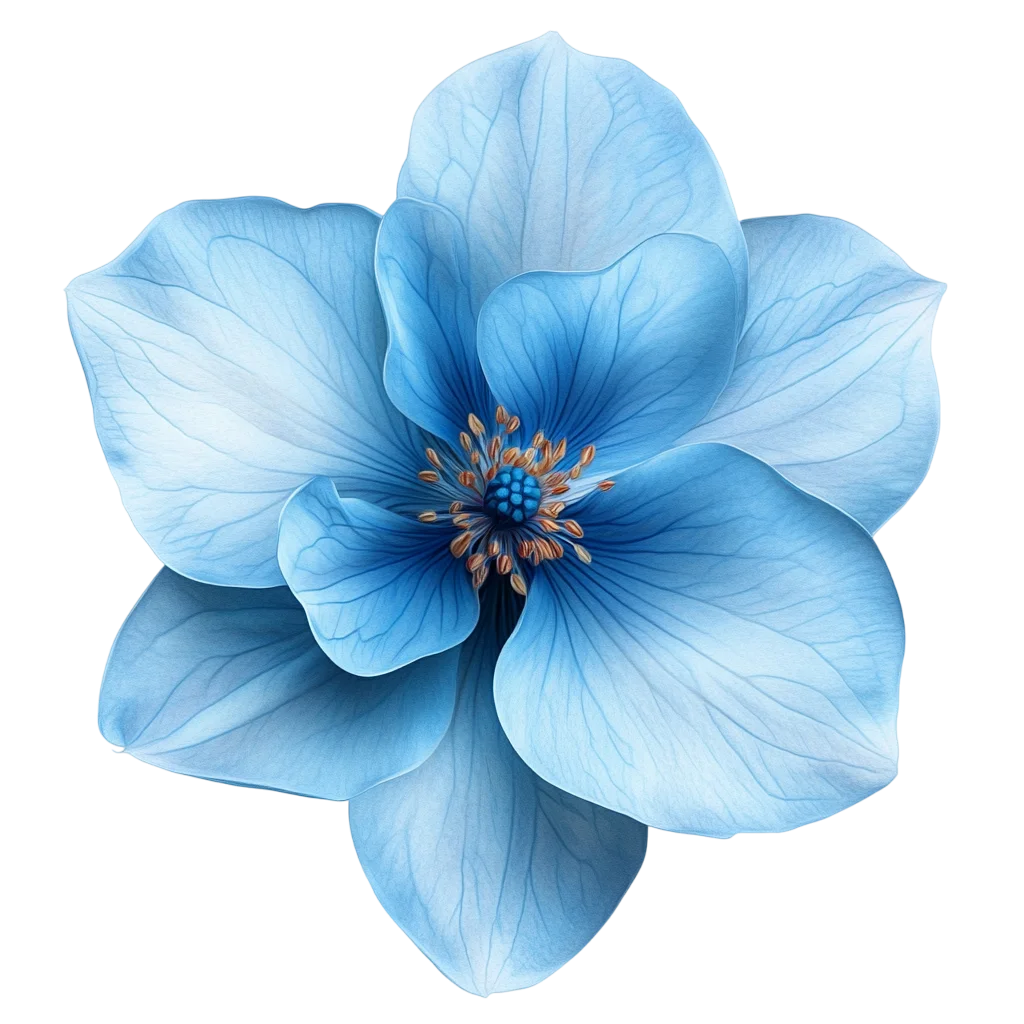 Pale Blue Anemone Flower Blossom Overhead Cutout Free PNG