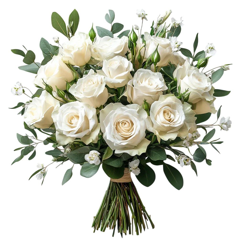Elegant White Rose Wedding Bridal Flower Bouquet Free PNG