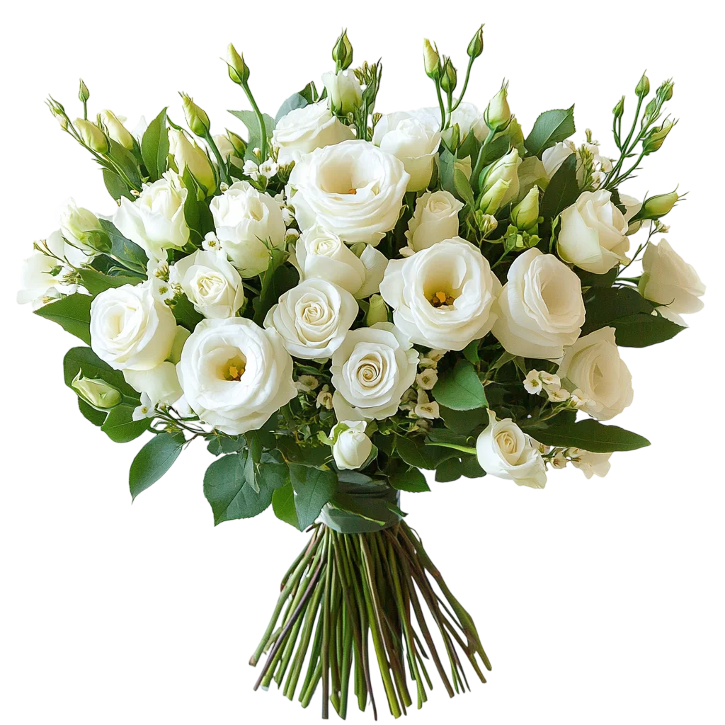 Fresh White Lisianthus Flower Bridal Bouquet Free PNG