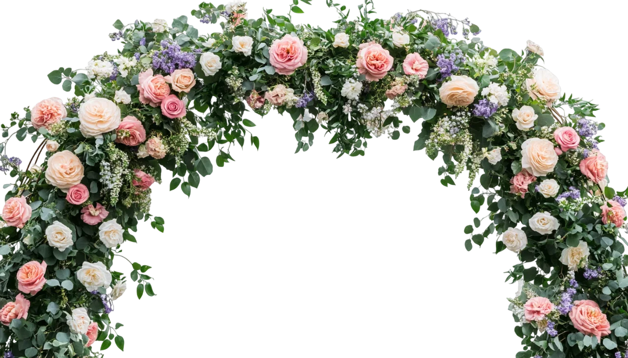 Pink Rose Flower Garland Archway Wedding Decor Free PNG