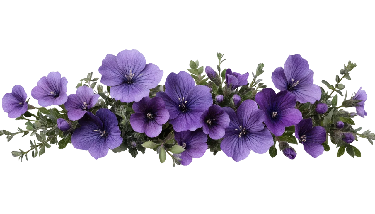 Lush Purple Bellflower Garden Hedge Flower Border Free PNG