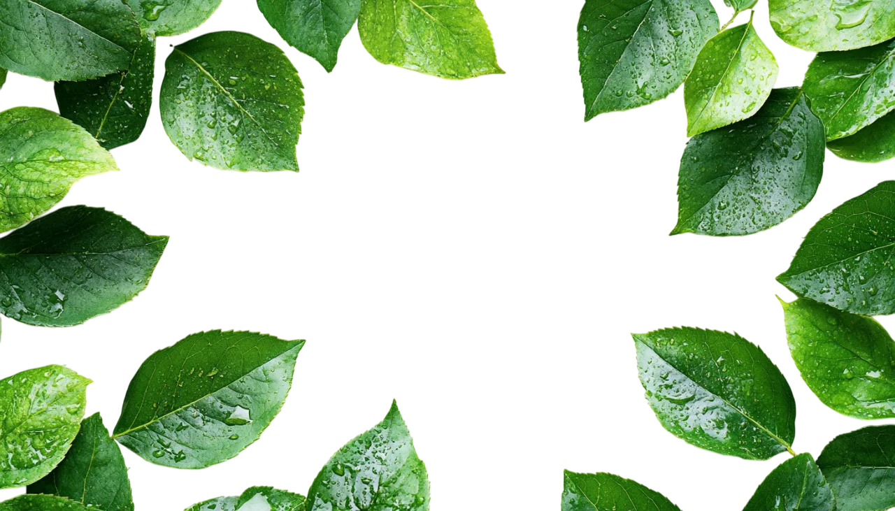 Fresh Green Leaves Frame Corner Foliage Border Free PNG