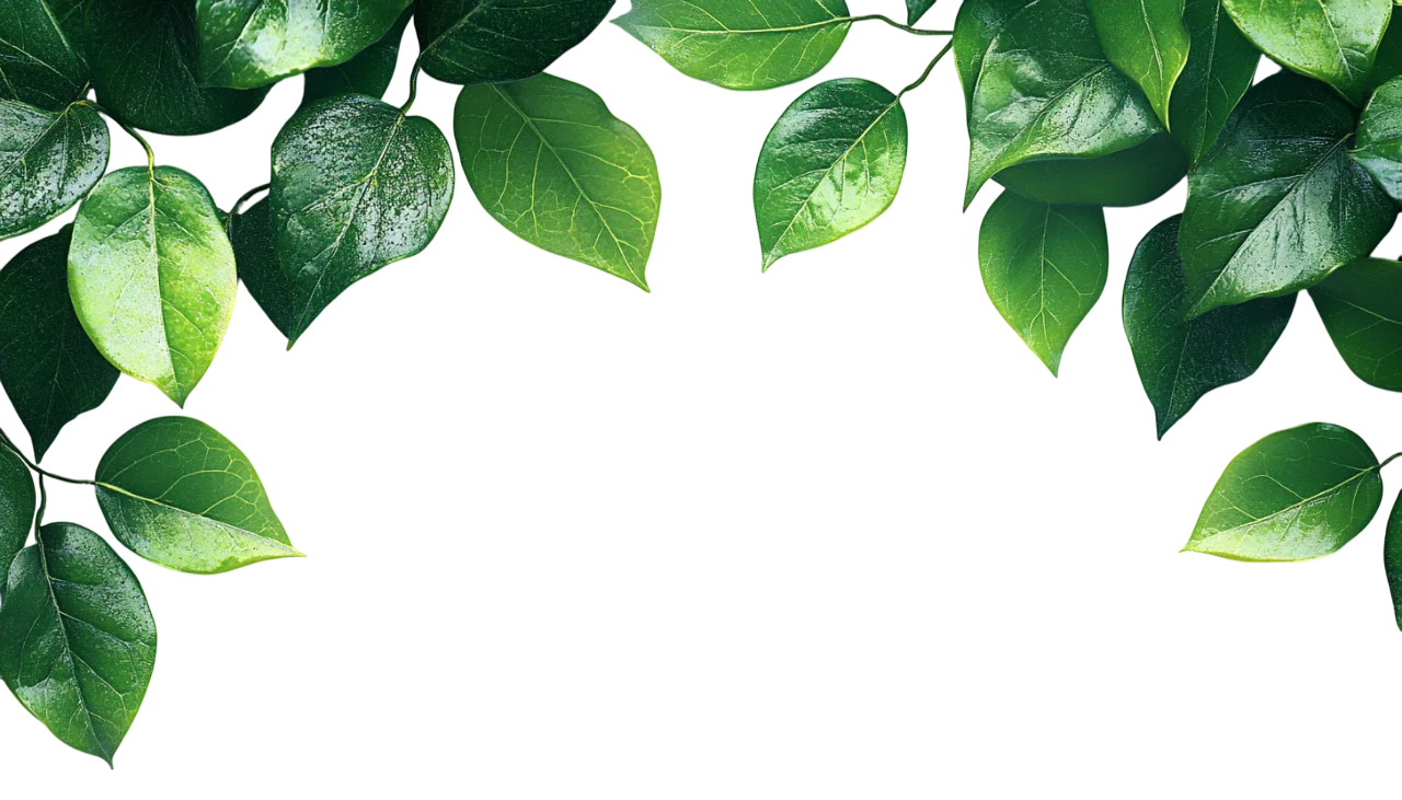 Fresh Wet Green Leaves Top Arch Frame Border Free PNG