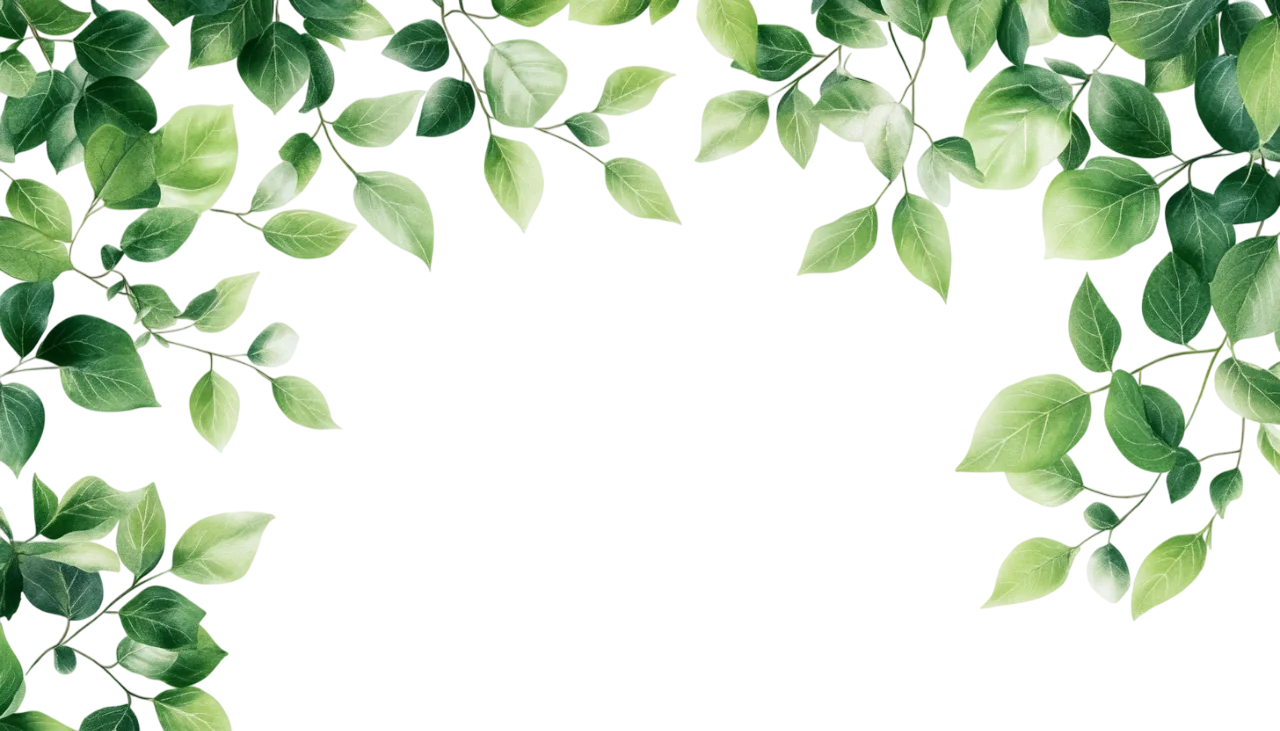 Green Leaves Foliage Top Frame Arch Border Free PNG