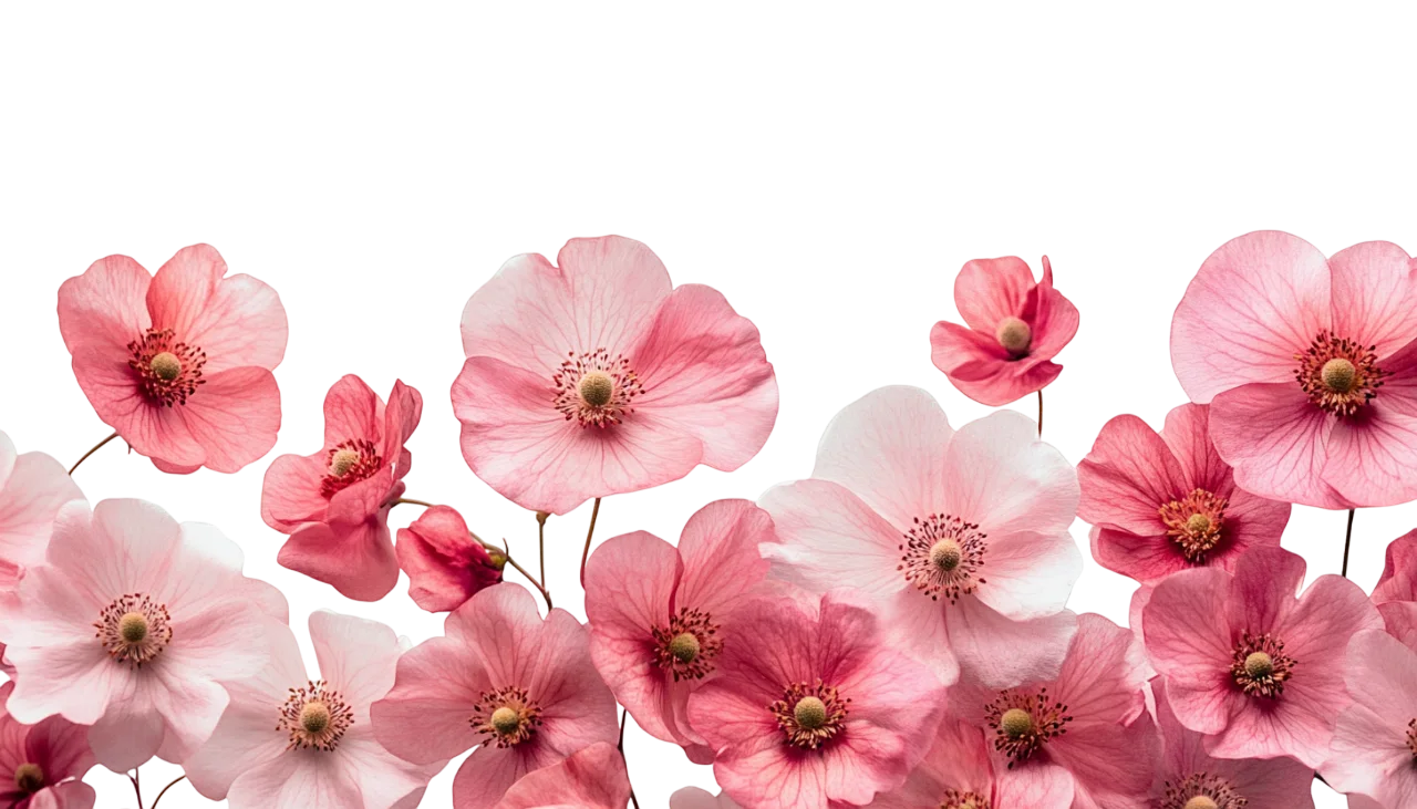 Watercolor Pink Wildflower Blossom Stems Clump Free PNG