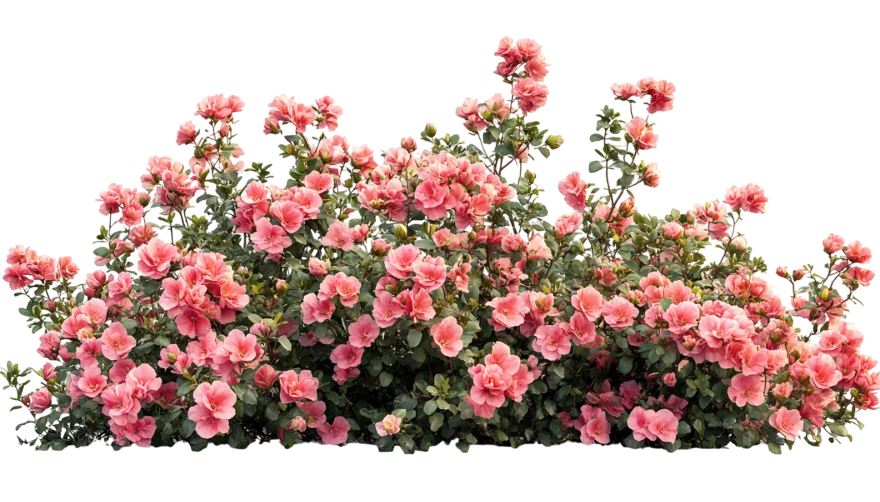 Blooming Coral Flower Bush Dense Garden Shrub Free PNG