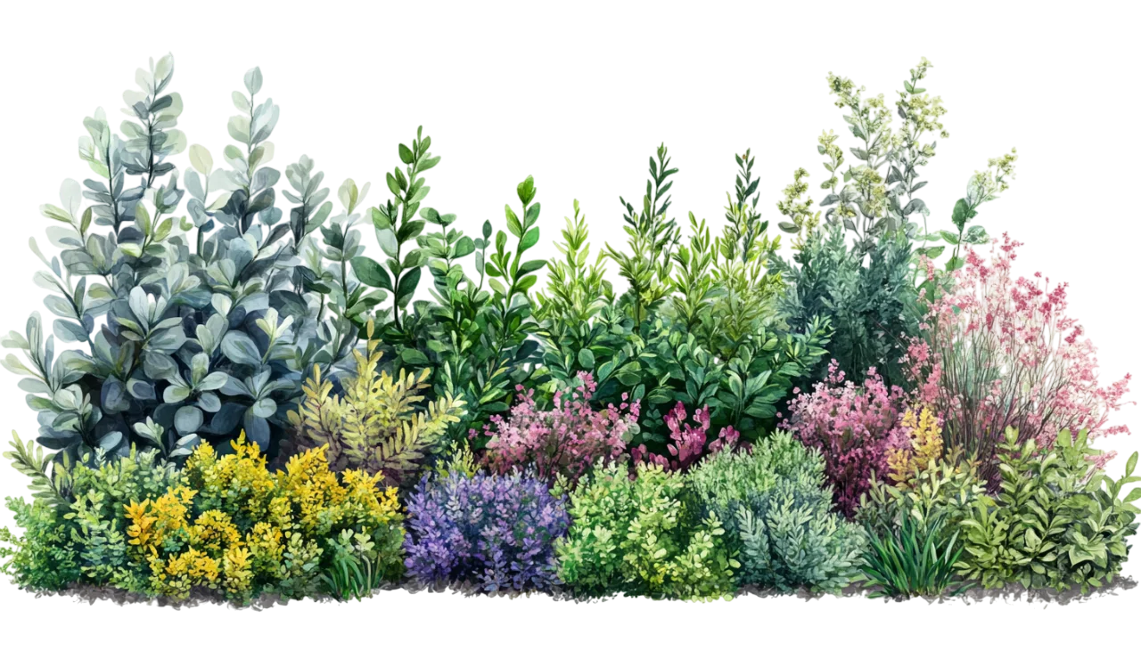 Flowering Garden Hedge Shrub Bush Border Free PNG