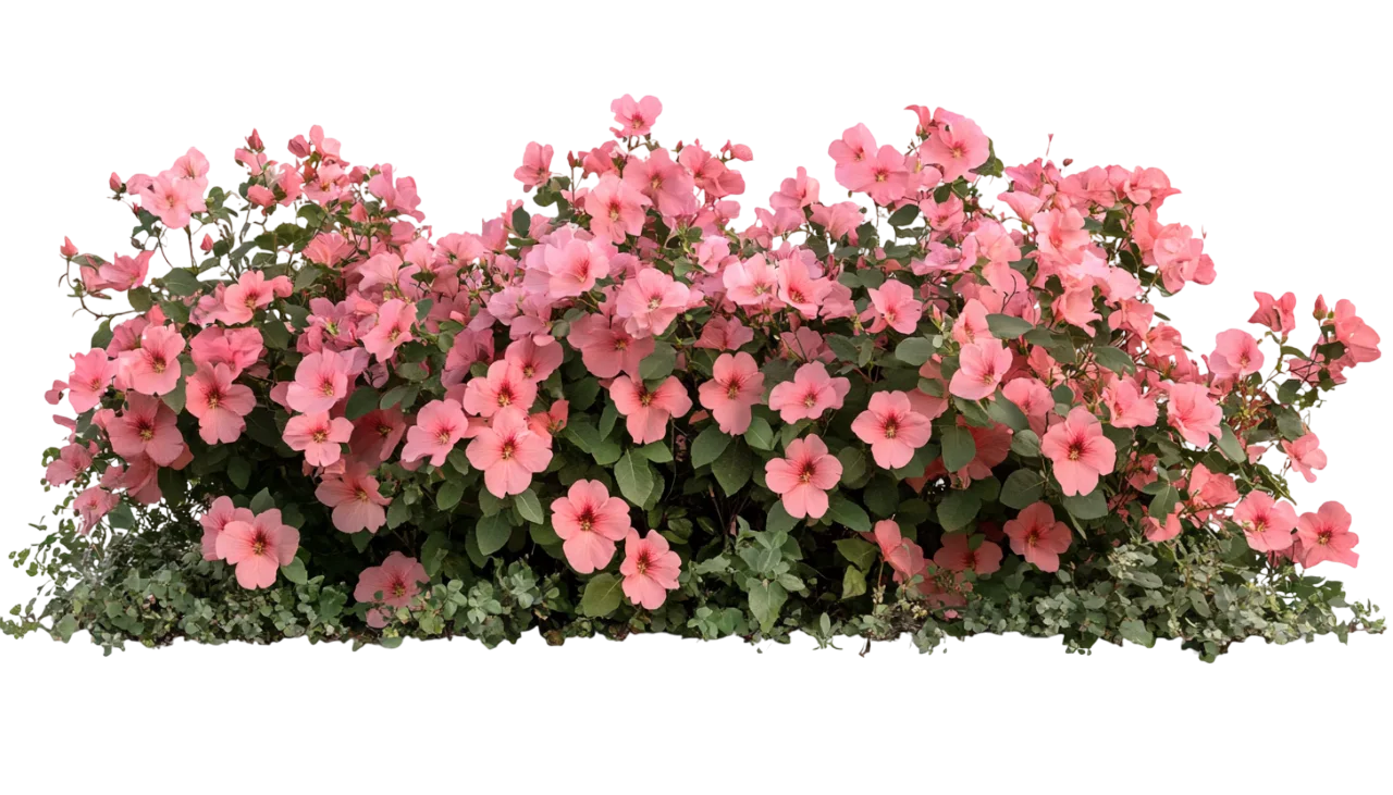 Lush Coral Pink Flower Bush Flowering Garden Shrub Free PNG