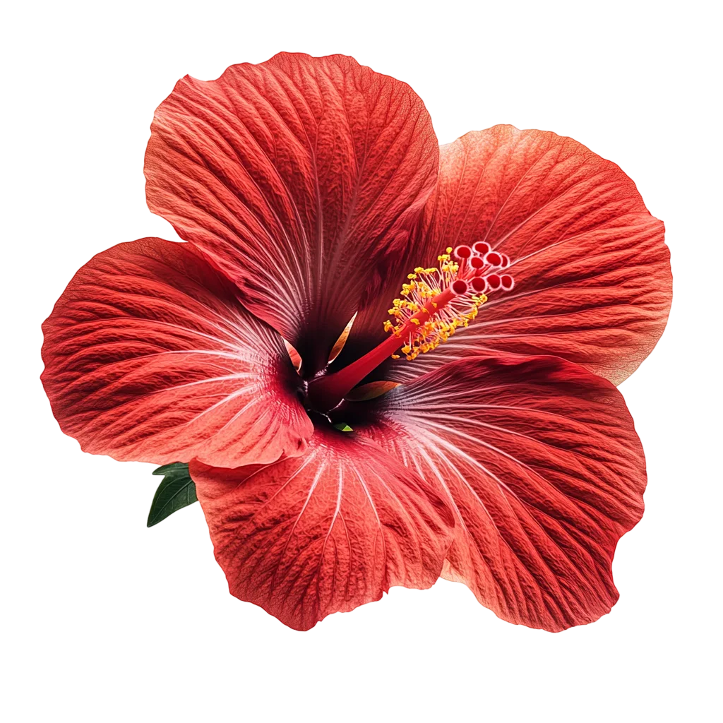 Blooming Red Hibiscus Flower Head Overhead Cutout Free PNG