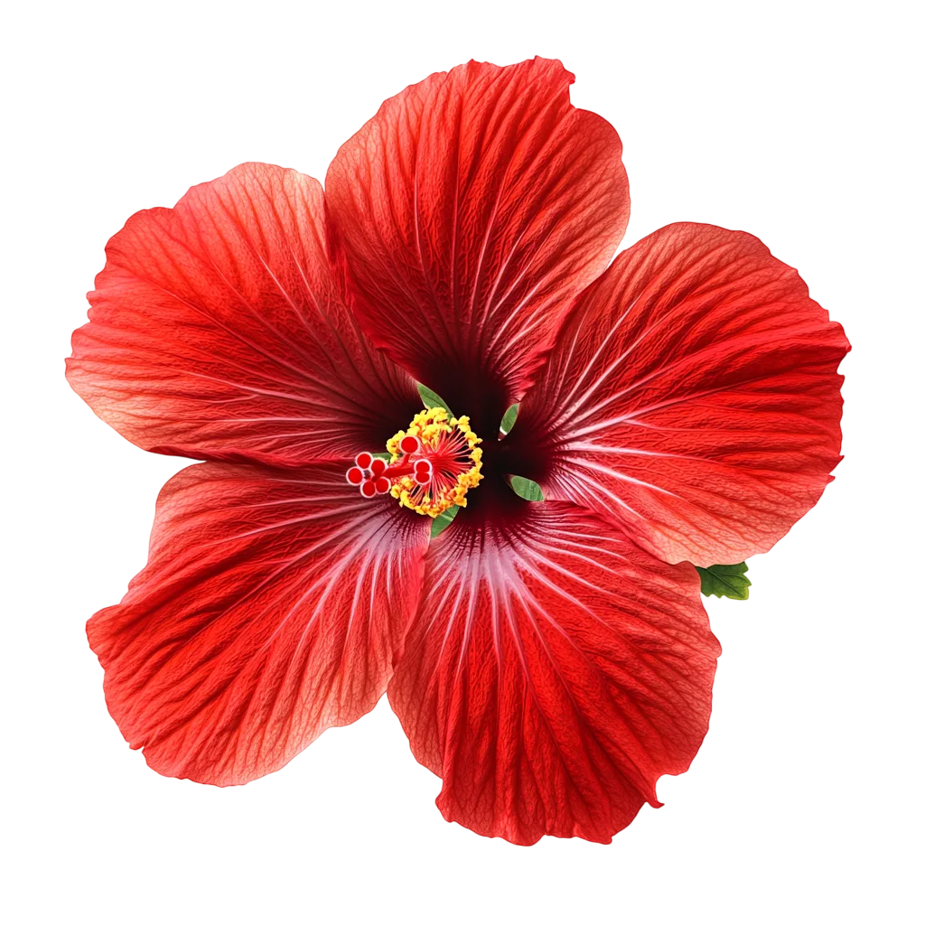 Vibrant Red Hibiscus Flower Blossom Top View Free PNG