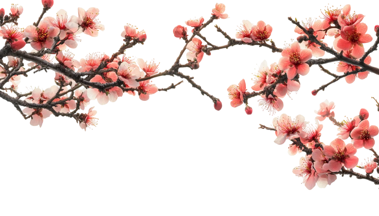 Blooming Pink Peach Blossom Tree Branch Corner Free PNG