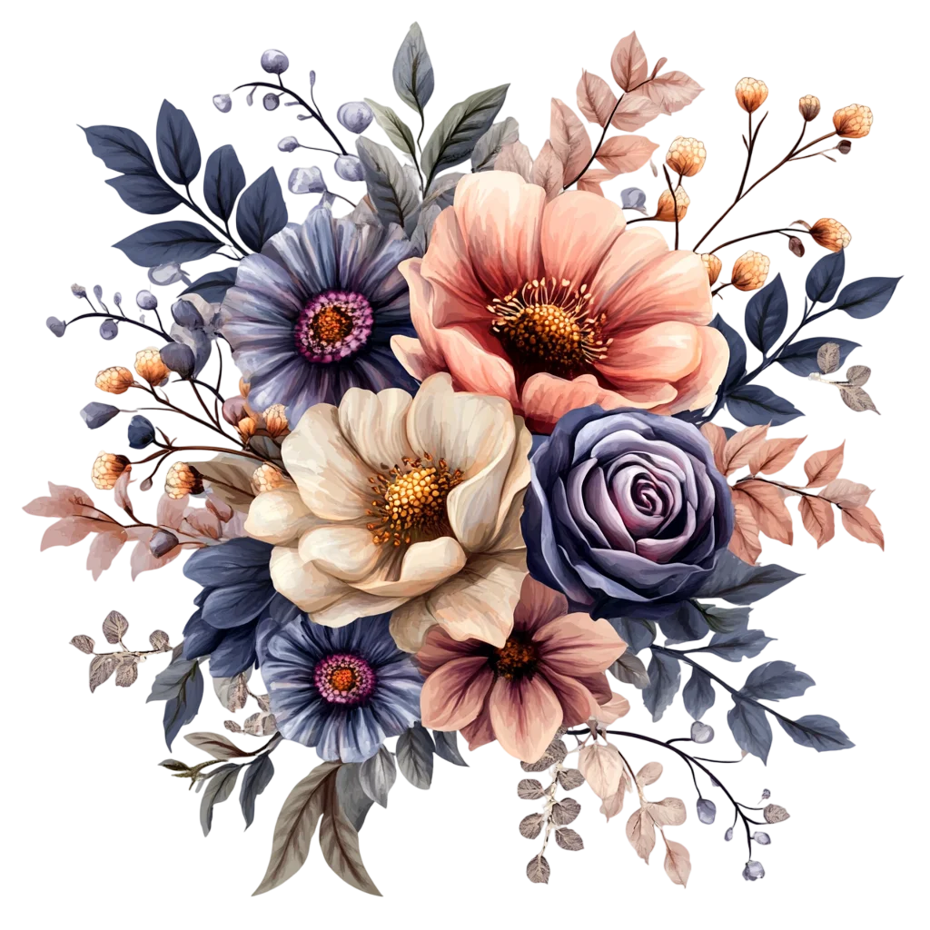 Muted Watercolor Floral Bouquet Blossom Art Free PNG