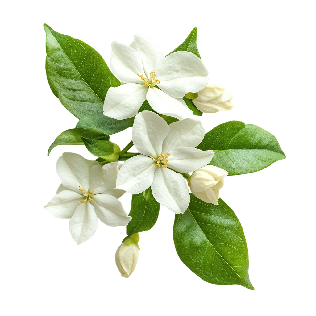 White Flower Blossom Cluster with Green Foliage Free PNG