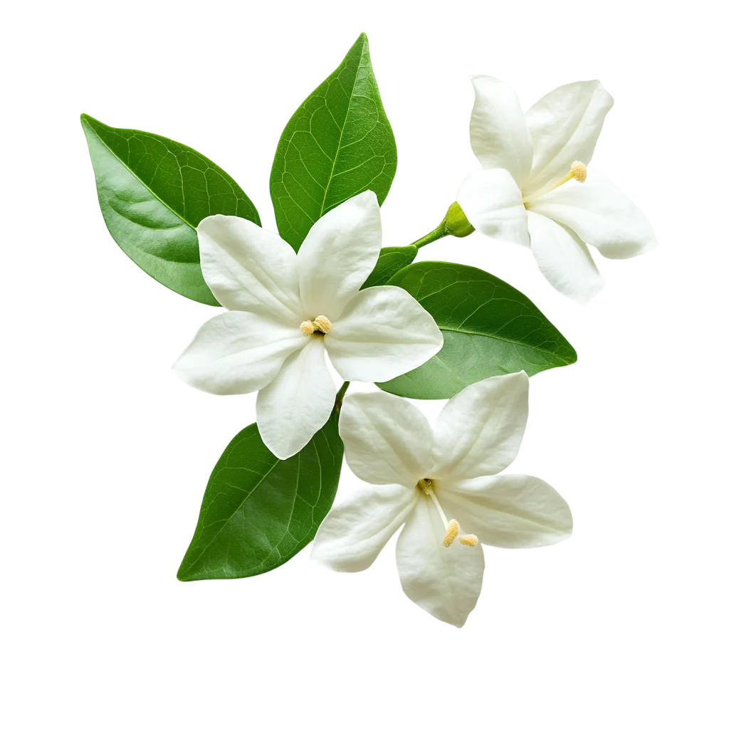 White Gardenia Flowers with Lush Green Leaves Free PNG
