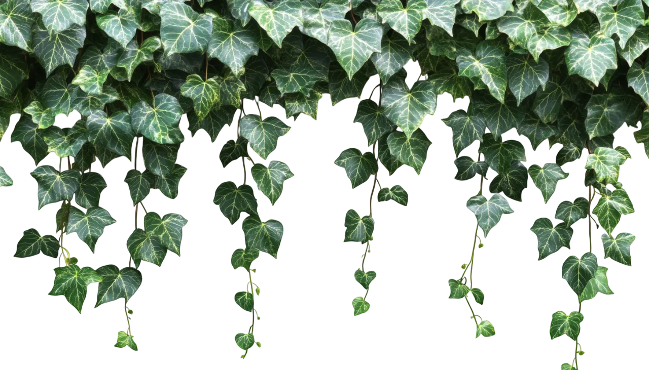 Cascading Green Ivy Foliage Header Border Free PNG