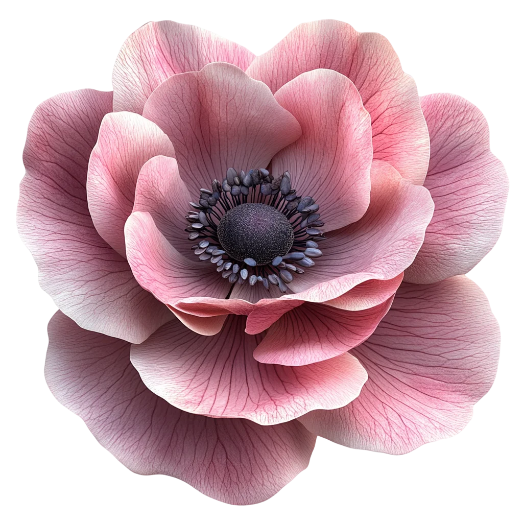 Dusty Rose Pink Anemone Flower Blossom Cutout Free PNG