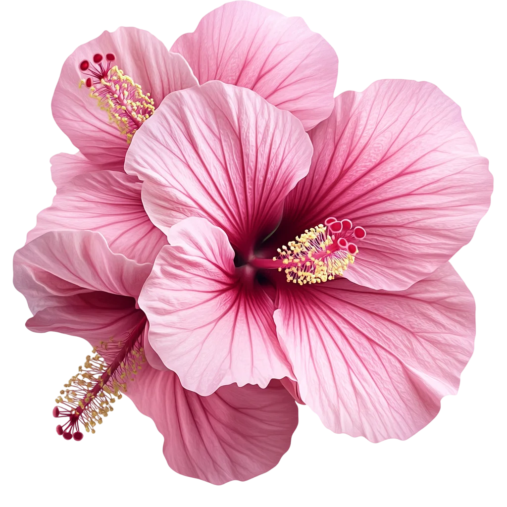Lush Cluster of Pink Hibiscus Flower Blossoms Free PNG