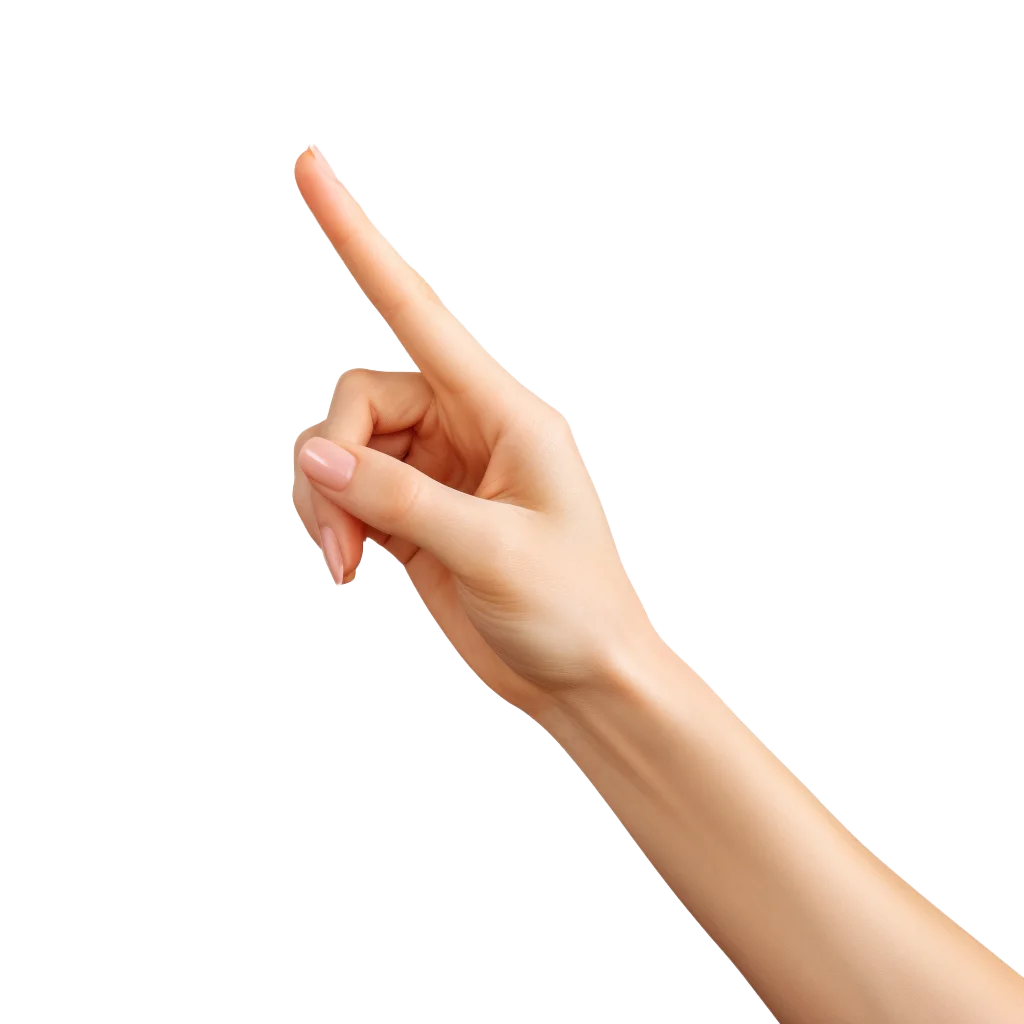 Hand Pointing Index Finger Upward Touch Gesture Free PNG