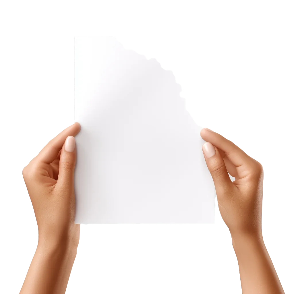 Hands Holding Blank White Paper Sheet Mockup Free PNG