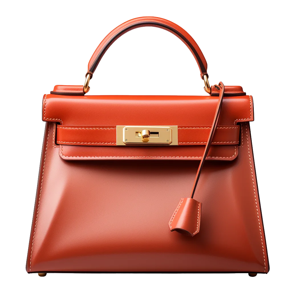 Luxury Tan Leather Trapezoid Top Handle Purse Free PNG