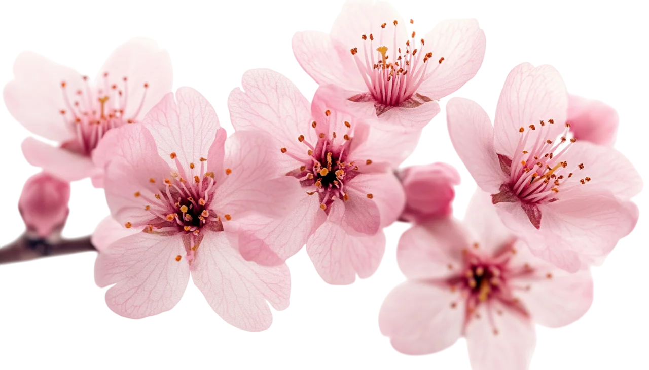 Soft Pink Cherry Blossom Petals Branch Free PNG
