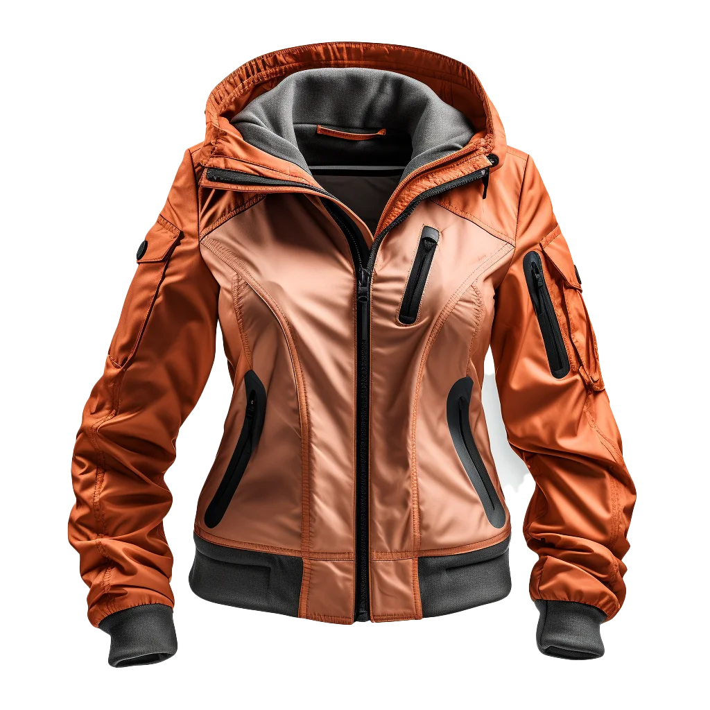 Brown Leather Biker Hooded Moto Jacket Free PNG
