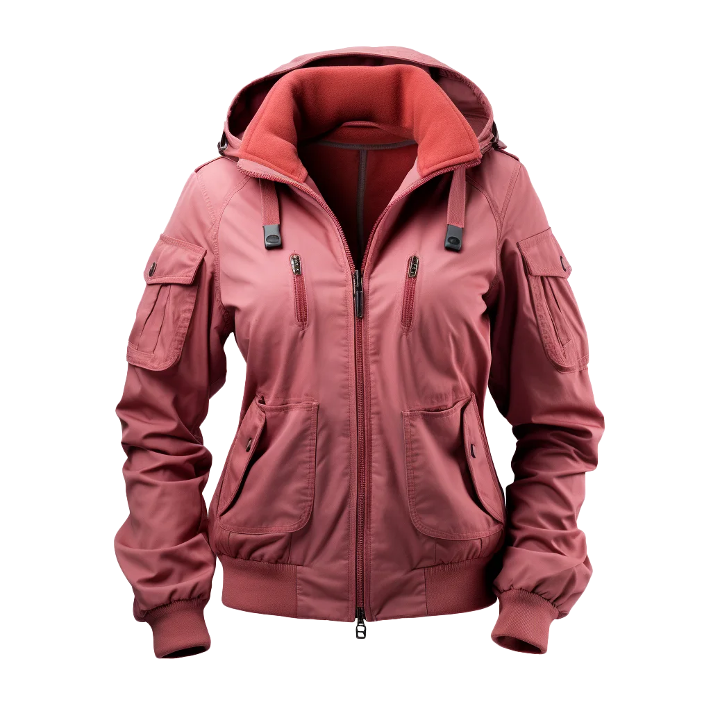 Maroon Red Hooded Bomber Flight Jacket Free PNG