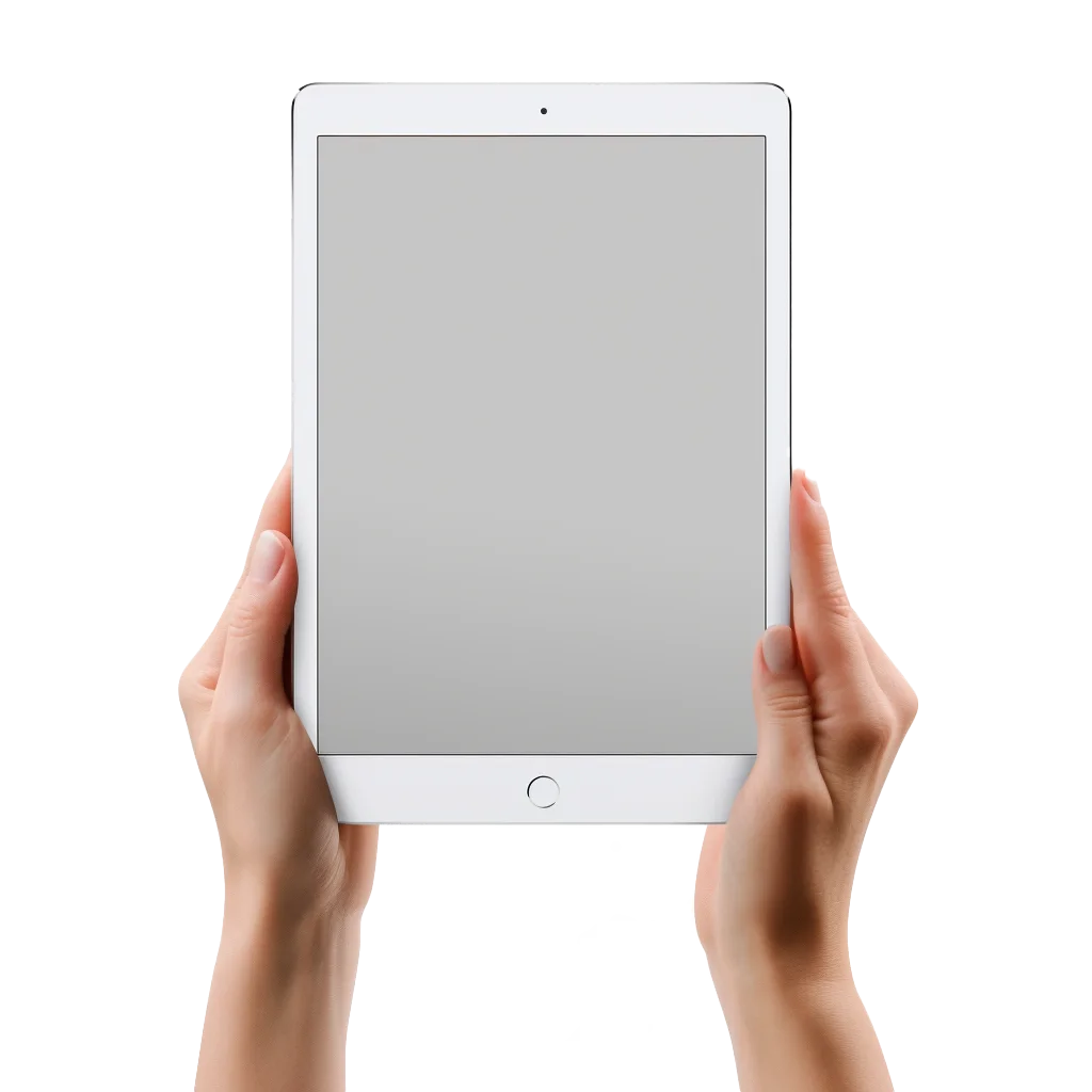 Hands Holding Blank Digital Tablet Screen Free PNG