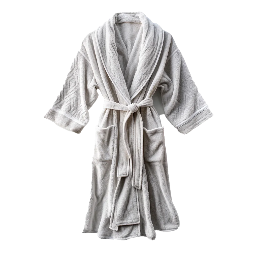 Soft Gray Plush Fleece Bathrobe Spa Robe Free PNG