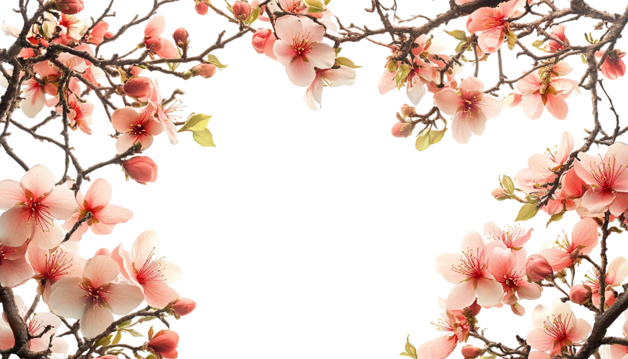 Pink Blossom Tree Branches Floral Corner Frame Free PNG