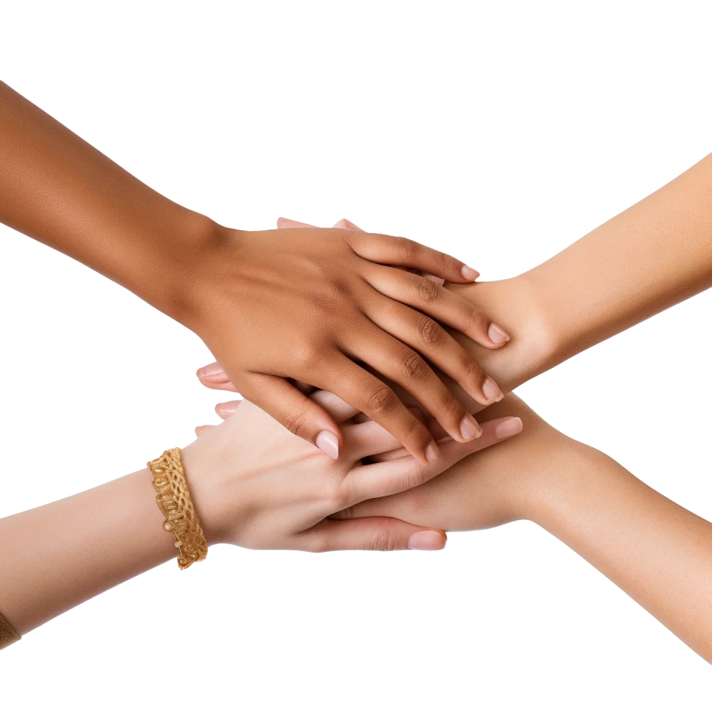 Diverse Hands Joined Together in Teamwork Free PNG