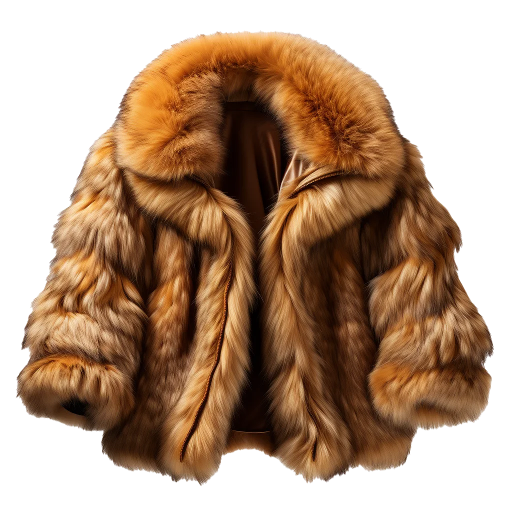 Luxury Brown Faux Fur Coat Winter Jacket Free PNG