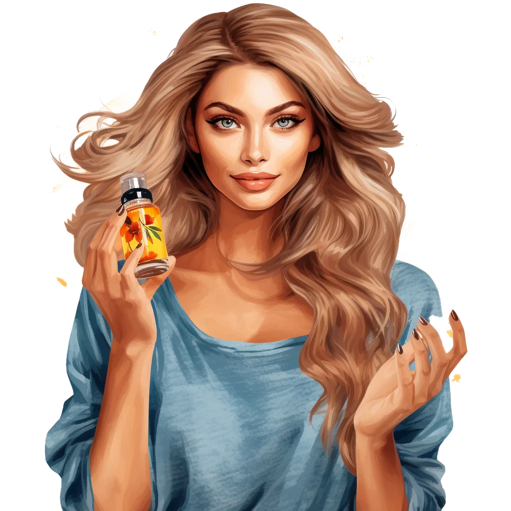 Beautiful Woman Holding Perfume Bottle Free PNG