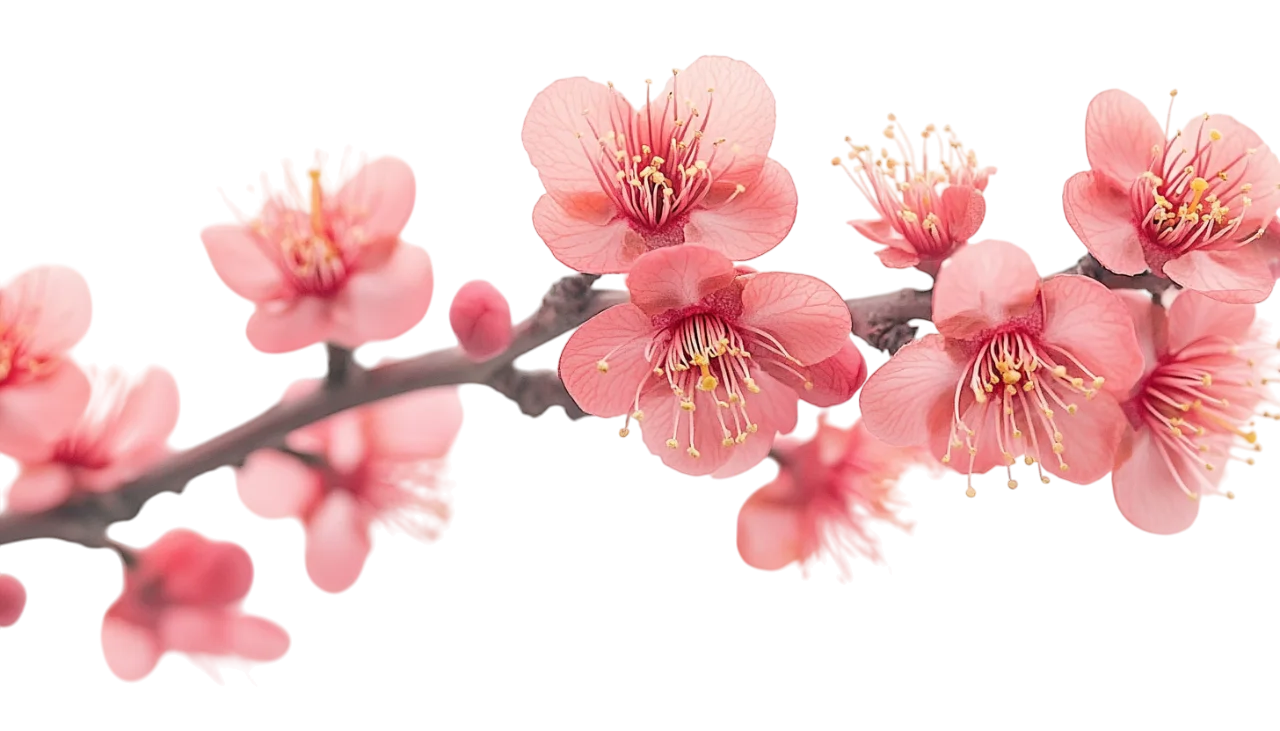 Blooming Pink Plum Blossom Tree Branch Sprig Free PNG