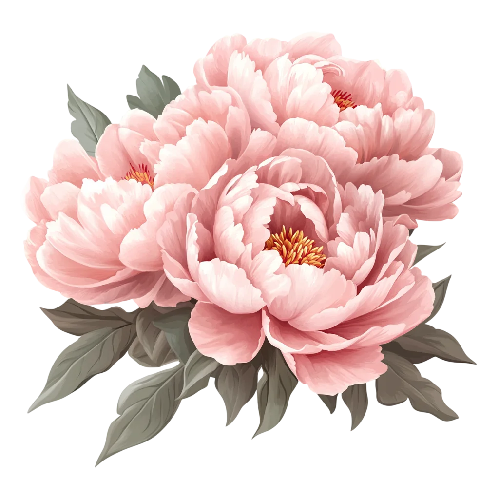 Watercolor Pink Peony Flower Bouquet Blossoms Free PNG
