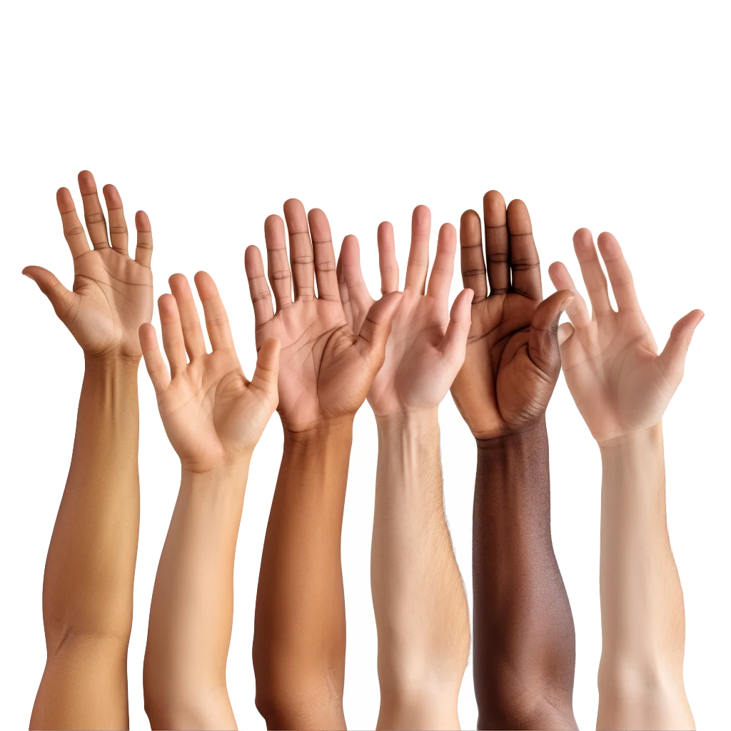 Multicultural Raised Hands Upward Reaching Free PNG
