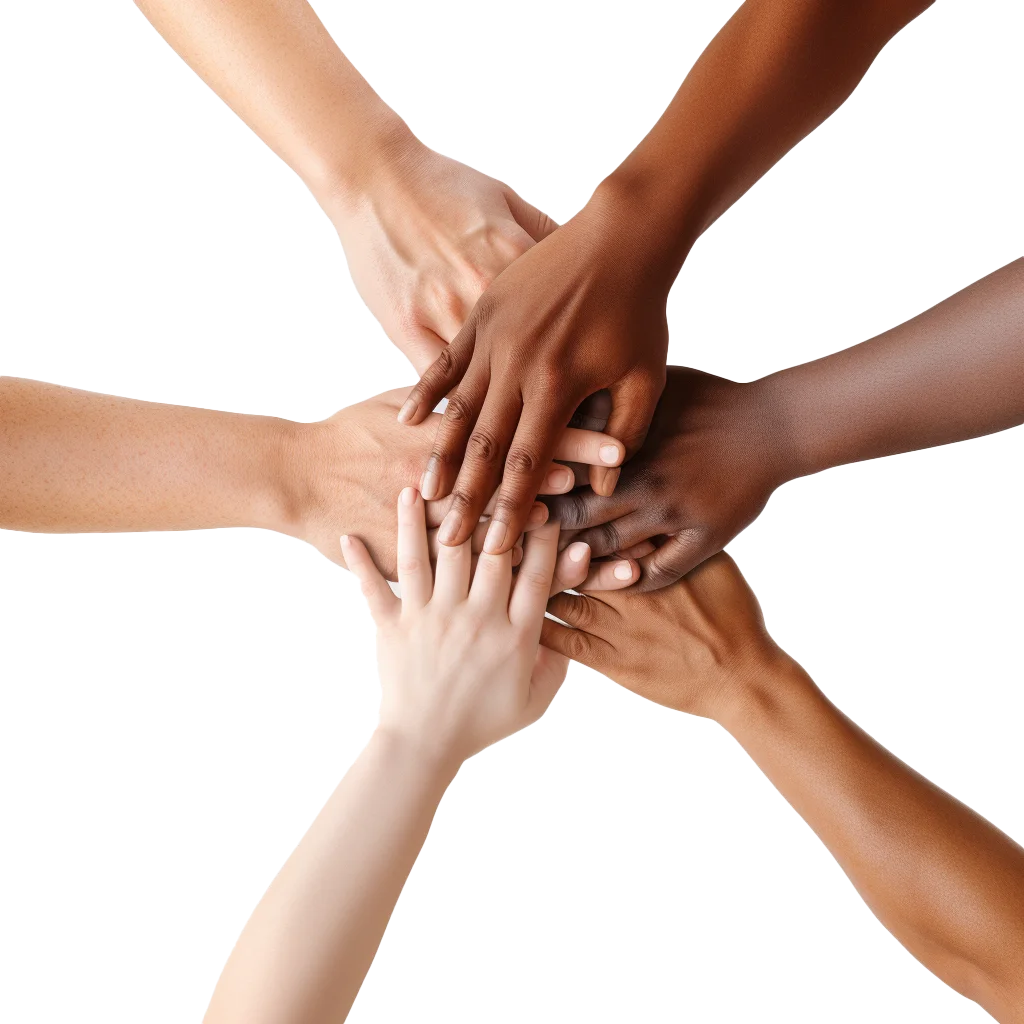 Diverse Hands Joining Together in Unity Free PNG