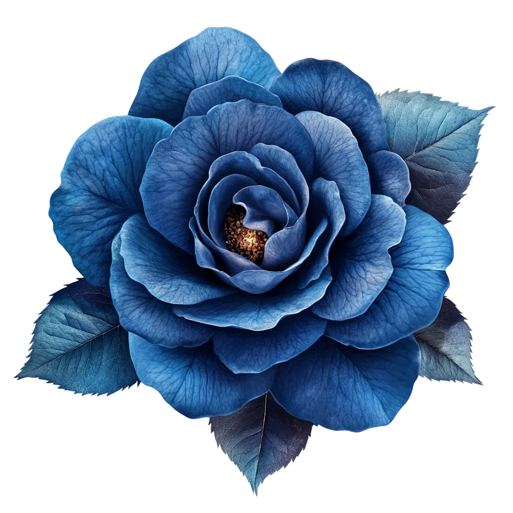 Vintage Cobalt Blue Rose Flower Bloom Clipart Free PNG