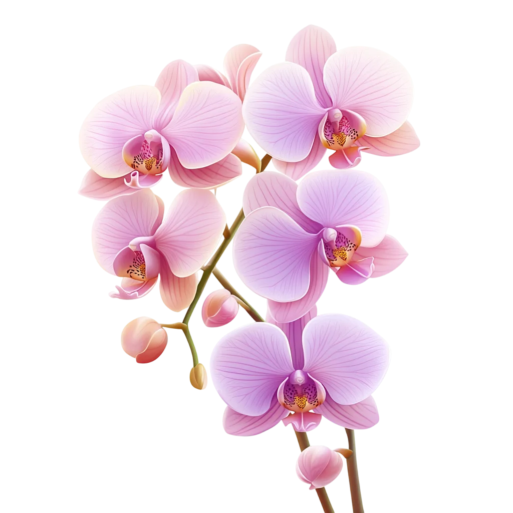 Pink Phalaenopsis Orchid Flower Stem Cutout Free PNG