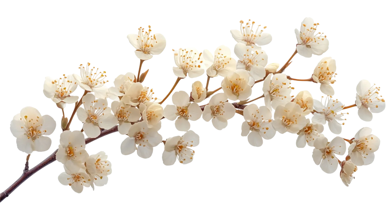 White Plum Blossom Flower Tree Branch Sprig Free PNG