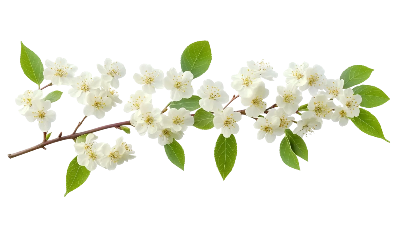 Delicate White Jasmine Flower Tree Branch Free PNG