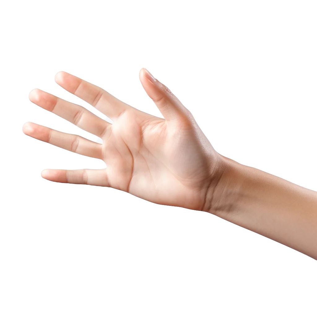 Open Female Hand Palm Facing Left Gesture Free PNG