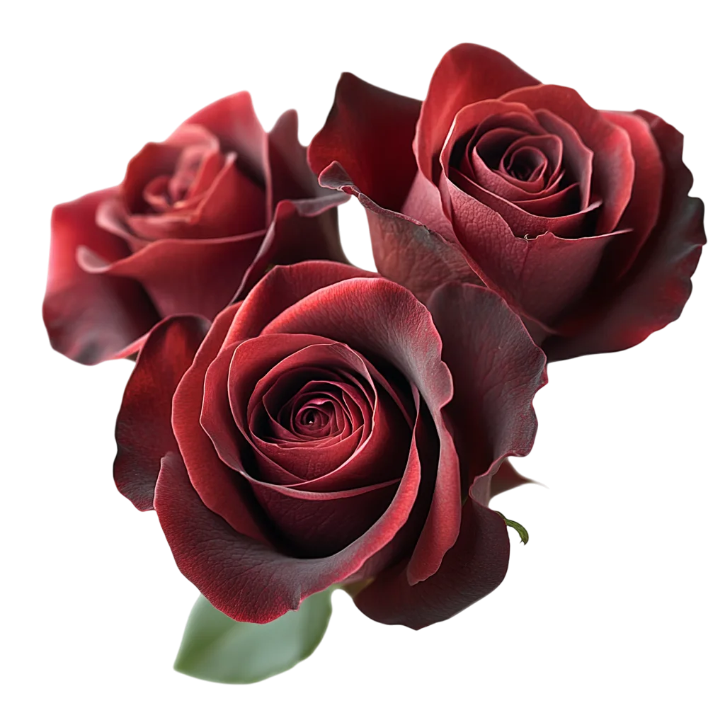 Dark Crimson Red Roses Floral Cluster Cutout Free PNG
